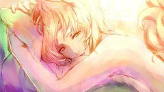 Blondes pillows anime girls short hair yellow eyes touhou 