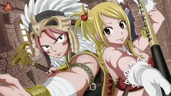 Blondes pink hair anime girls brown eyes short hair fairy tail 