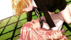 Blondes pink hair long hair anime girls green eyes