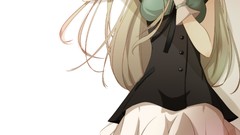 Blondes skirts anime girls purple eyes Simple Background 