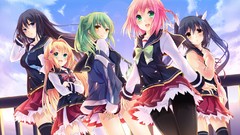 Blondes skirts blush pink hair long hair anime girls blue eyes 