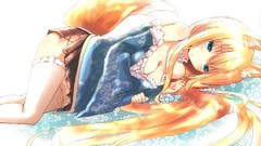 Blondes skirts long hair anime girls blue eyes hate animal ears 