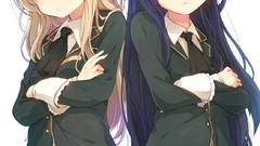 Blondes skirts long hair anime girls school uniforms boku wa 