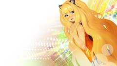 Blondes skirts long hair blue eyes sparkles vocaloid nekomimi 