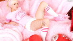 Blondes tattoos woman pink