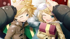 Blondes twins anime girls vocaloid kagamine len kagamine rin 