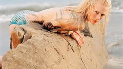 Blondes wet bent over