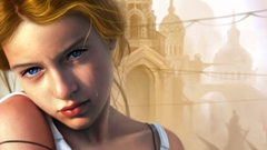 Blondes woman blue eyes