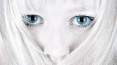 Blondes woman close-up blue