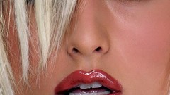 Blondes woman close-up blue