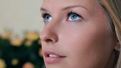 Blondes woman close-up blue