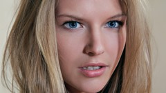 Blondes woman close-up blue