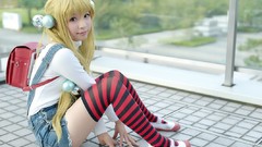 Blondes woman cosplay stockings