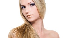 Blondes woman faces white