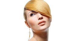 Blondes woman faces white