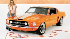 Blondes woman Ford Mustang