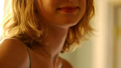 Blondes woman glasses smiling