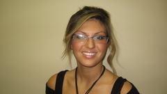 Blondes woman glasses smiling