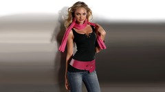 Blondes woman jeans cleavage