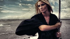 Blondes woman Katana samurai