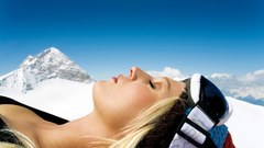 Blondes woman Mountains snow