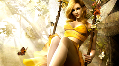 Blondes woman nature Flowers