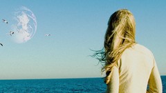 Blondes woman ocean moon