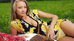 Blondes woman panties dress