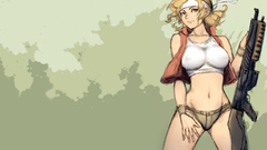 Blondes woman panties Guns