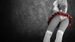 Blondes woman panties red