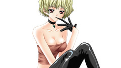 Blondes woman pants cleavage