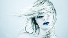 Blondes woman piercings monochrome