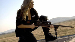 Blondes woman Rifles Guns