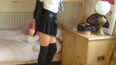 Blondes woman schoolgirls skirts