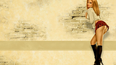 Blondes woman skirts high