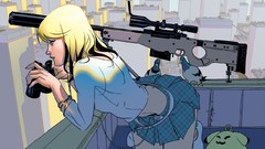 Blondes woman sniper rifles