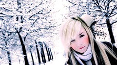 Blondes woman snow Trees