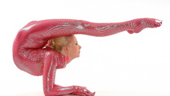 Blondes woman spandex contortionist