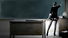 Blondes woman stockings teachers