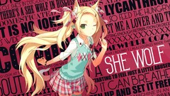 Blondes woman text schoolgirls