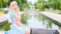 Blondes woman water dress