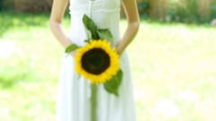 Blondes woman white dress