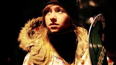 Blondes woman winter Snowboarding