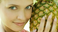 Blondes Women pineapples fruits