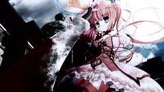 Blood Anime bloody pink hair blue eyes upscaled grey eyes