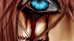 Blood Anime blue eyes open mouth redheads