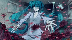 Blood Anime blue hair anime girls hatsune miku vocaloid 