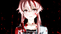 Blood Anime pink hair pink eyes anime girls mirai nikki gasai 