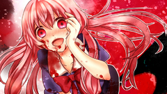 Blood Anime pink hair pink eyes anime girls school uniforms 