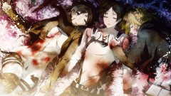 Blood Anime tears anime girls boots black hair lying down 
